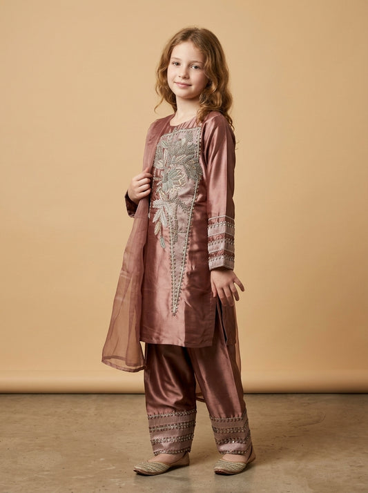 Satin Hand Work Farshi Salwar Set 5422 Peach