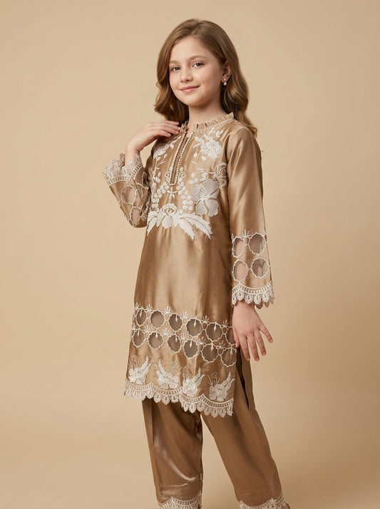 Girls Fone Satin Cut Work Farshi Set 1793 Fone