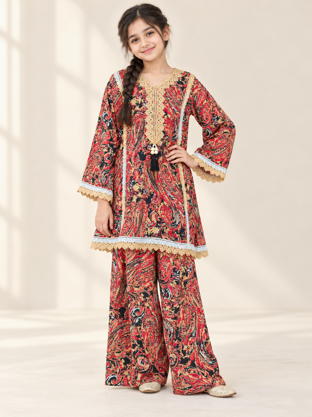 Cotton Printed Plazo Set 1834 Red