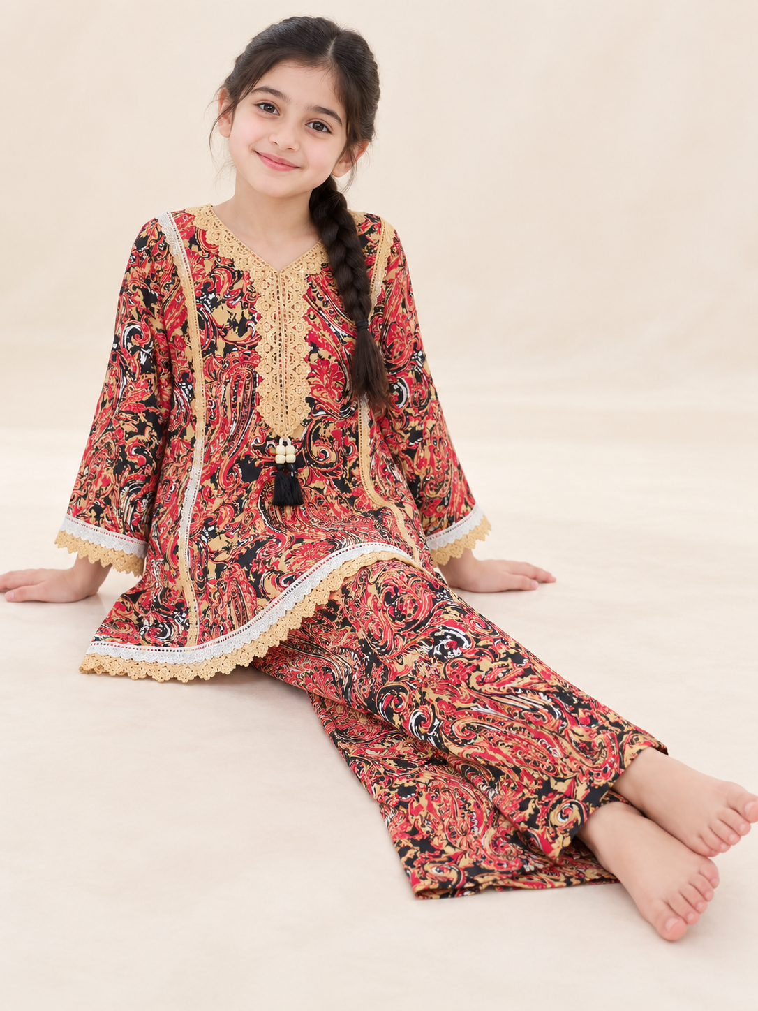 Cotton Printed Plazo Set 1834 Red