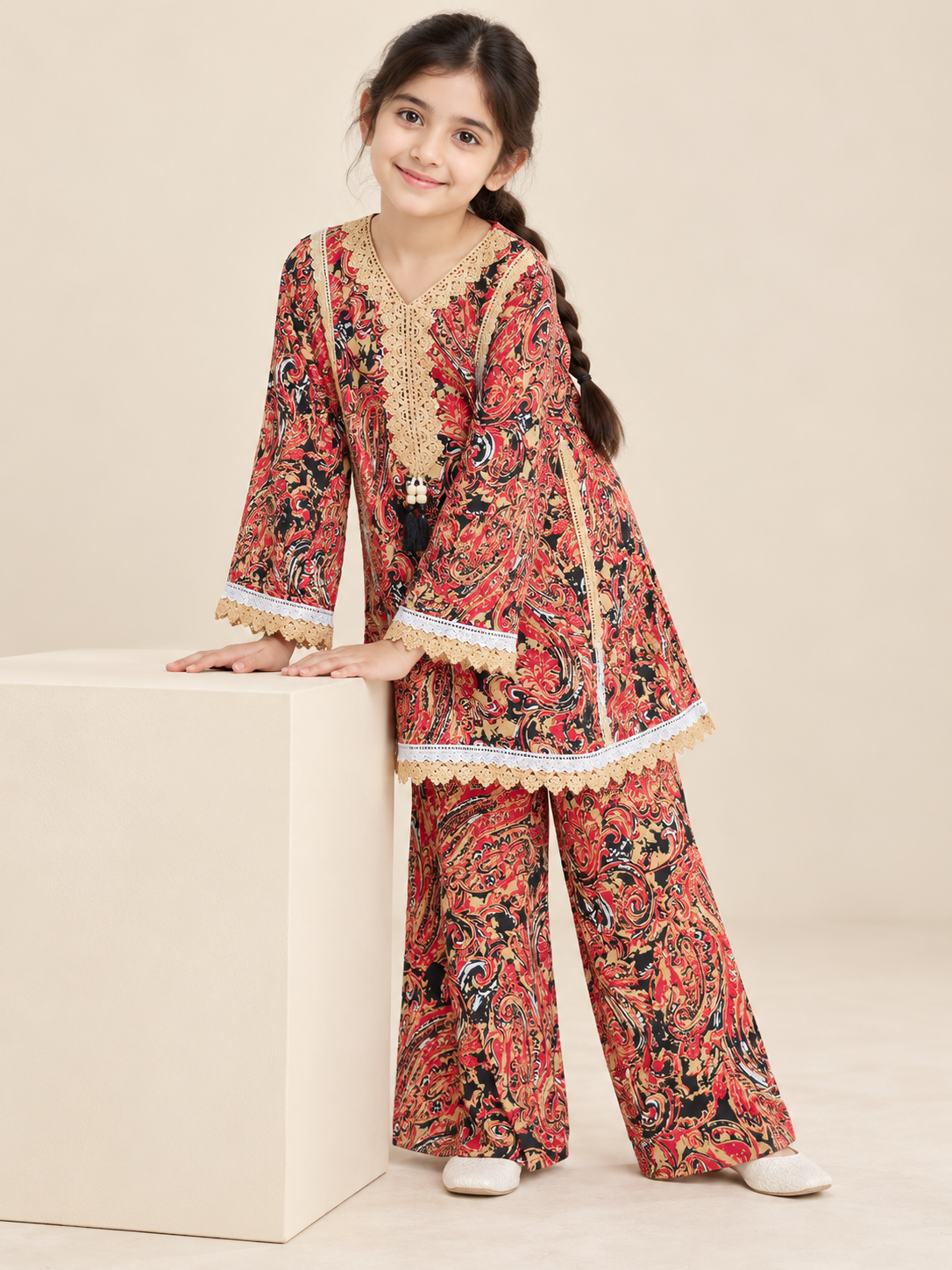 Cotton Printed Plazo Set 1834 Red