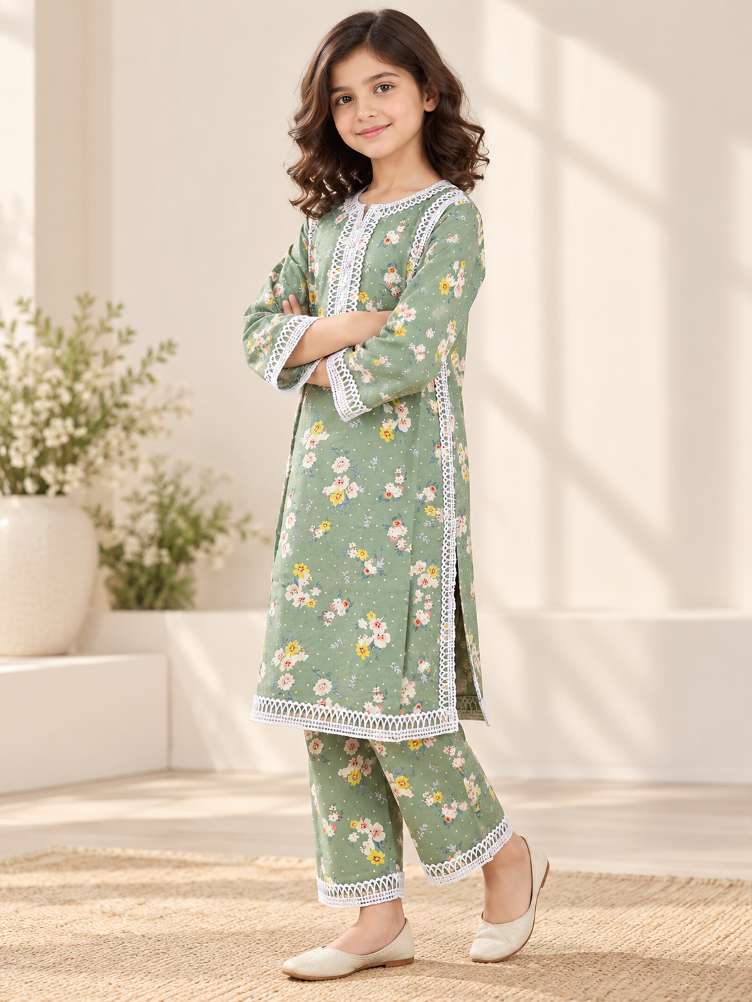Cotton Printed Kurti Set 1838 Green