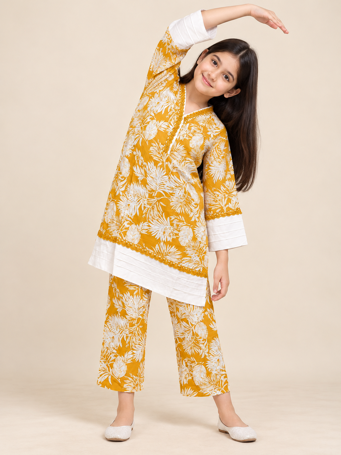 Cotton Printed Kurti Set 1839 Yellow
