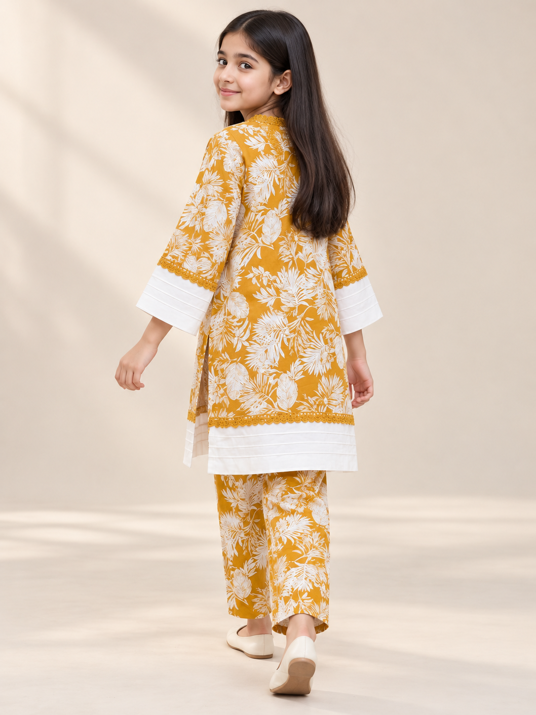 Cotton Printed Kurti Set 1839 Yellow
