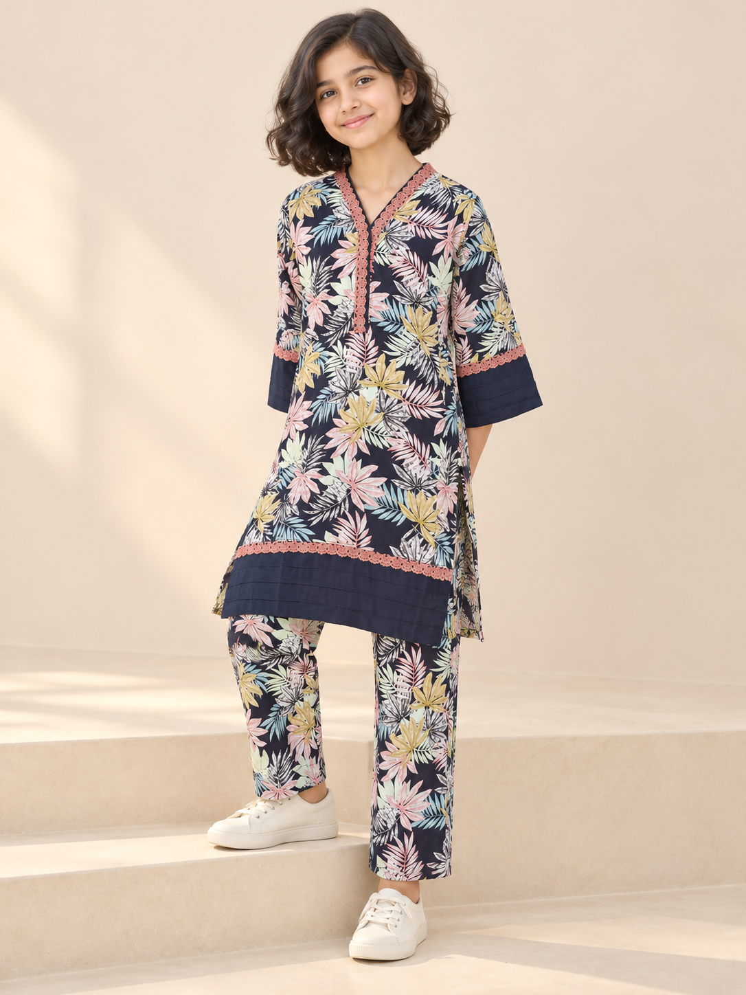 Cotton Printed Kurti Set 1840 Black
