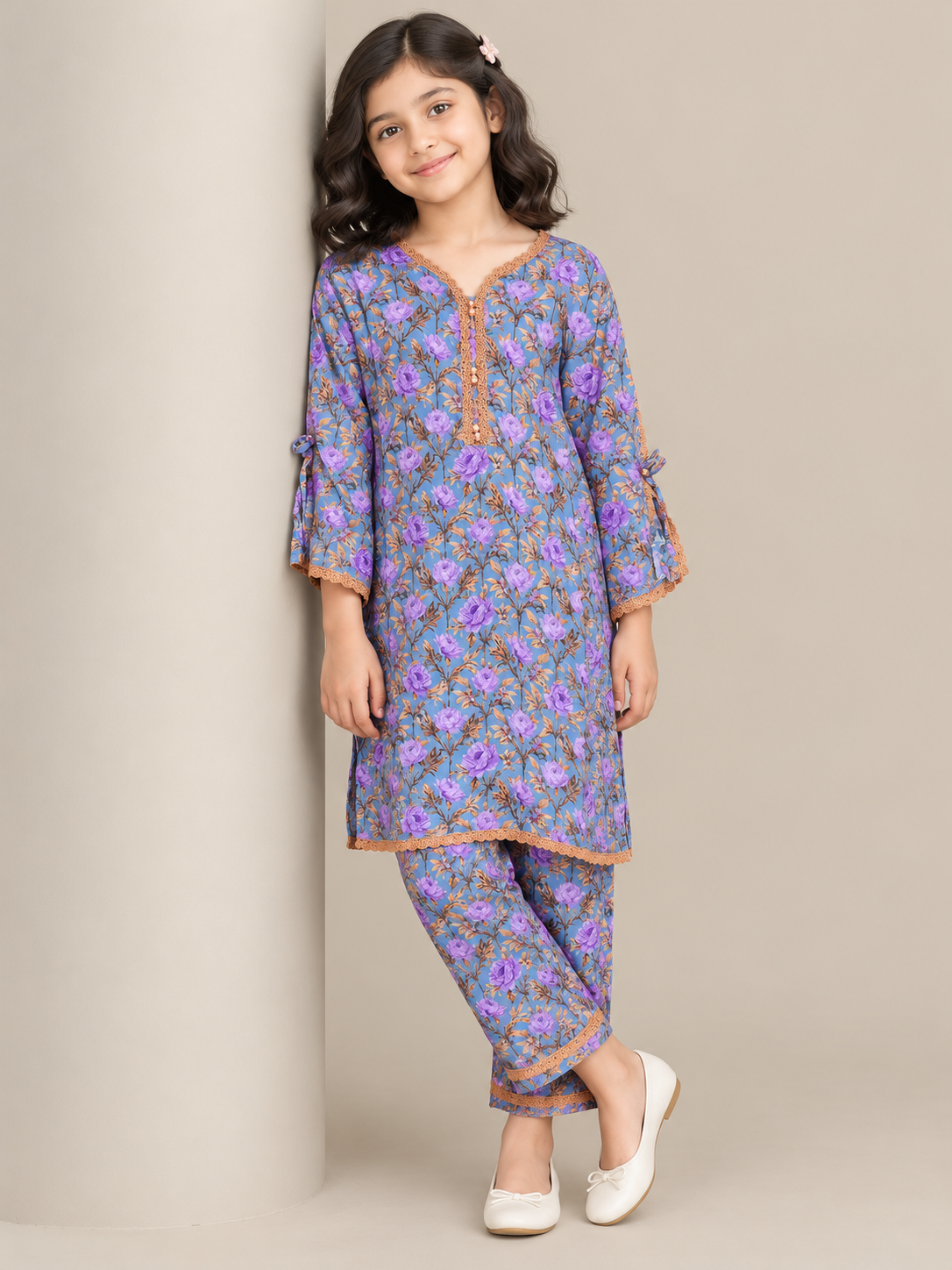 Cotton Printed kurti Set 1845 Blue