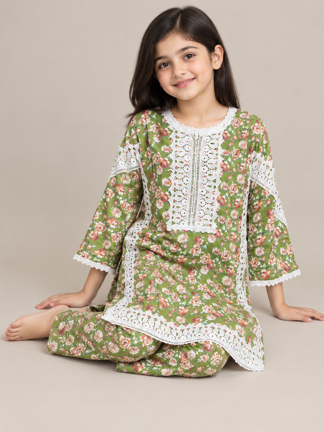 Cotton Printed Kurti set 1847 Green