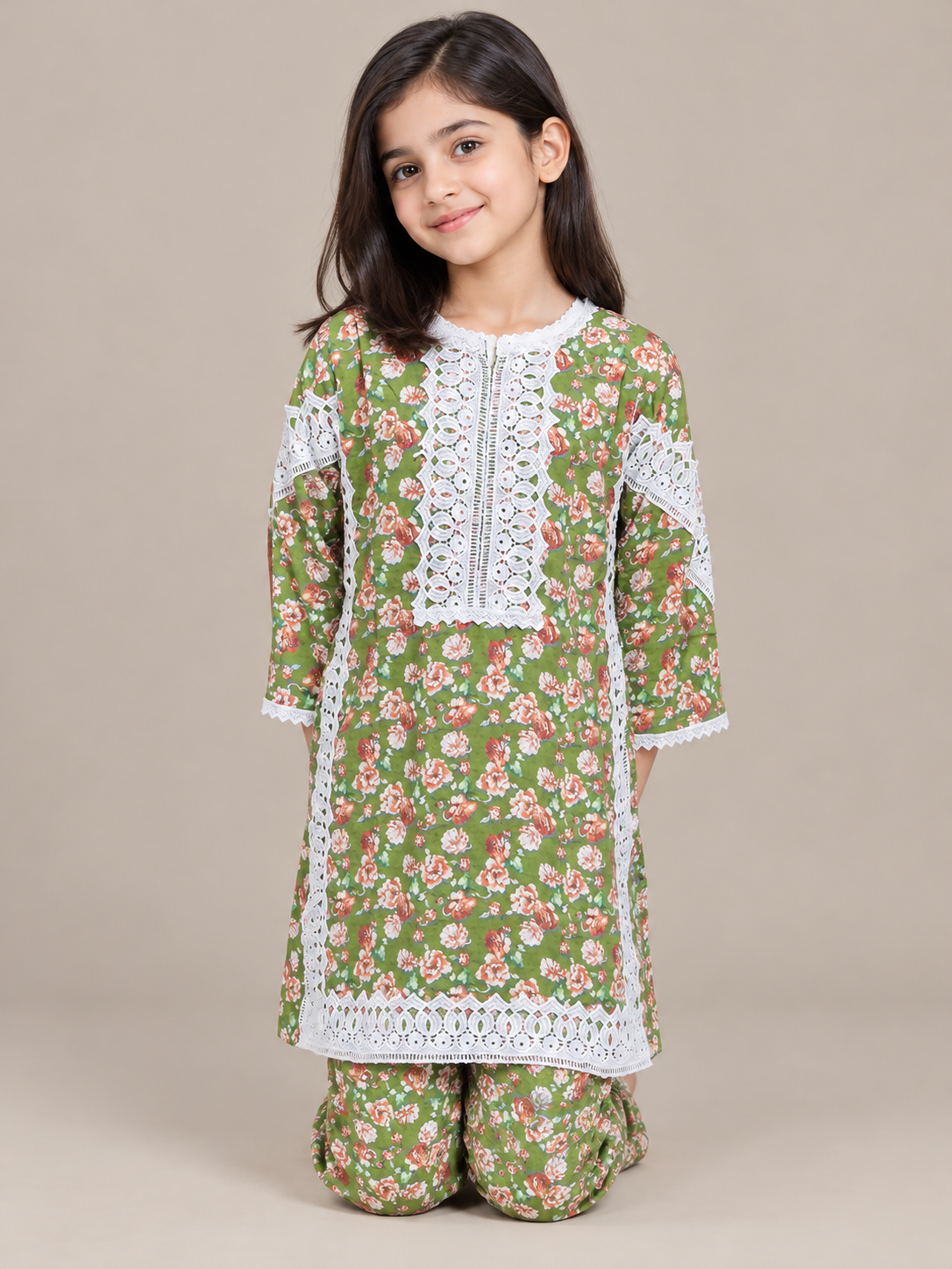 Cotton Printed Kurti set 1847 Green