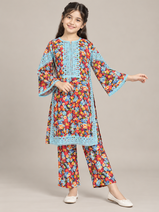 Cotton Printed Kurti Set 1848 Multi Colour