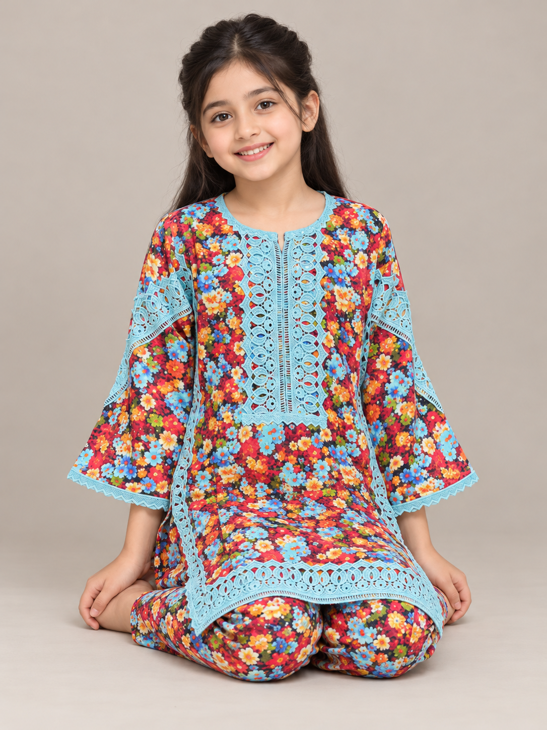Cotton Printed Kurti Set 1848 Multi Colour