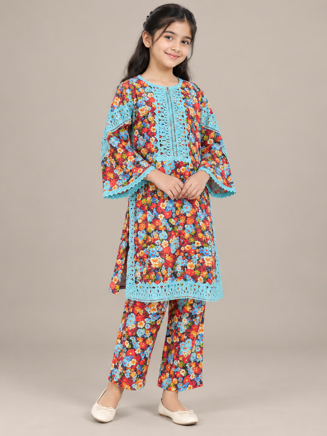 Cotton Printed Kurti Set 1848 Multi Colour