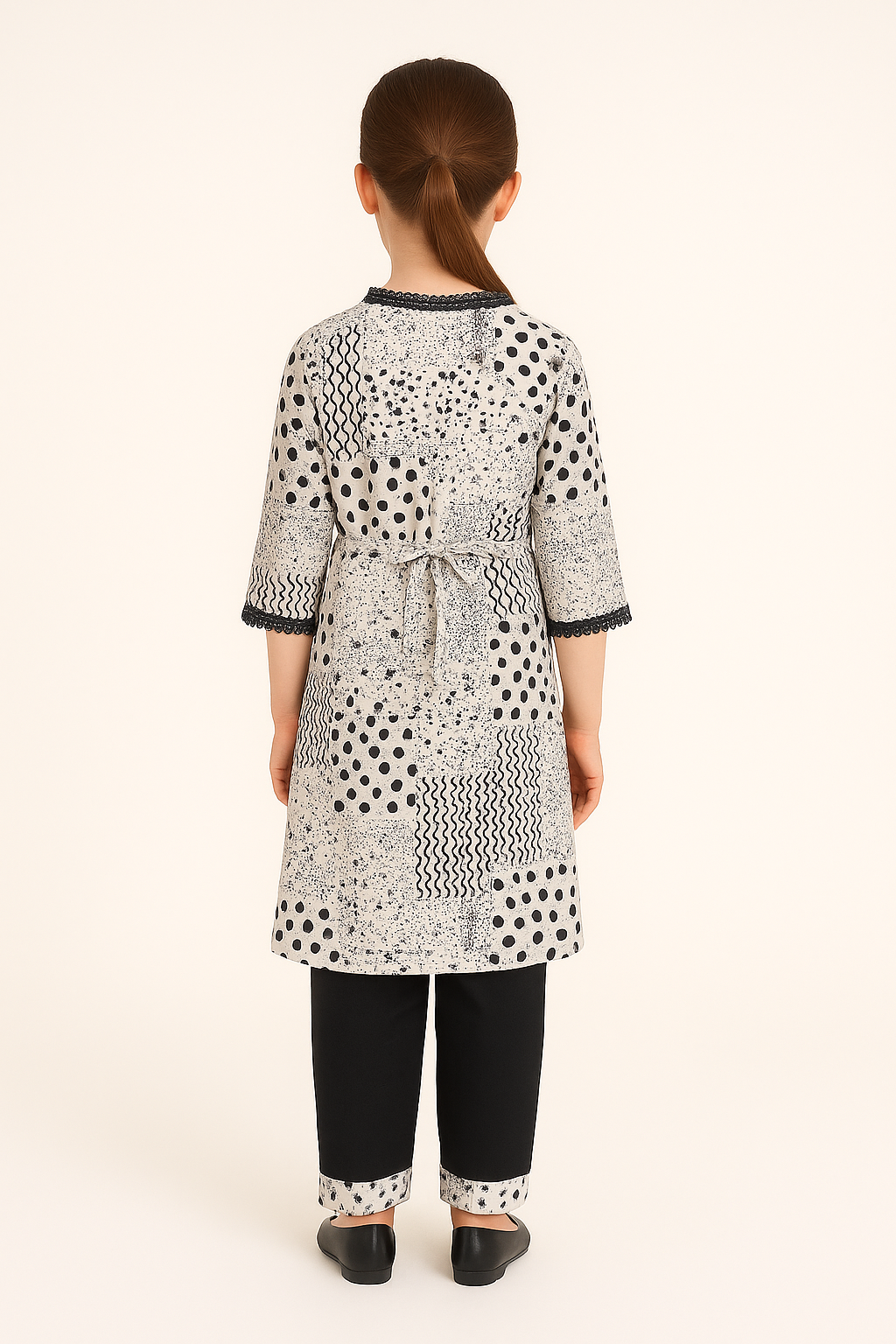 Cotton Printed Kurti  set 1045 Black and White