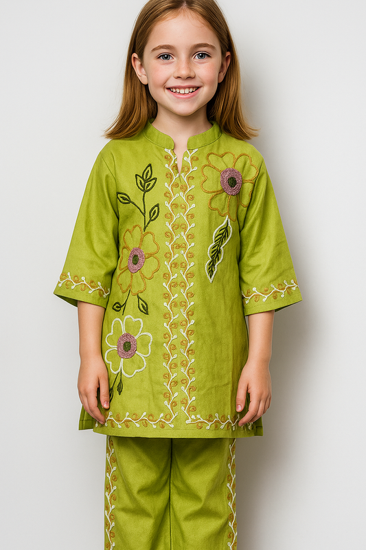 Cotton Embroidery cord set 1056 Green