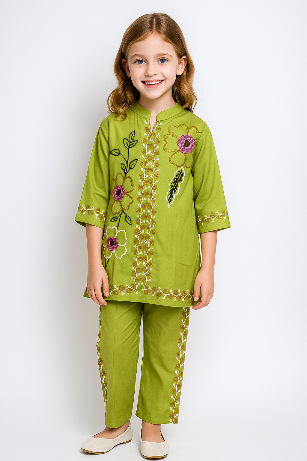 Cotton Embroidery cord set 1056 Green
