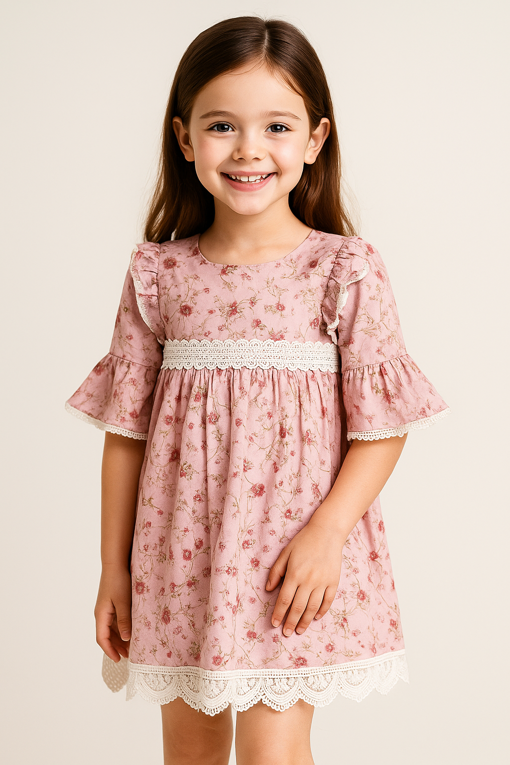 Cotton Printed Frock 1021 Pink