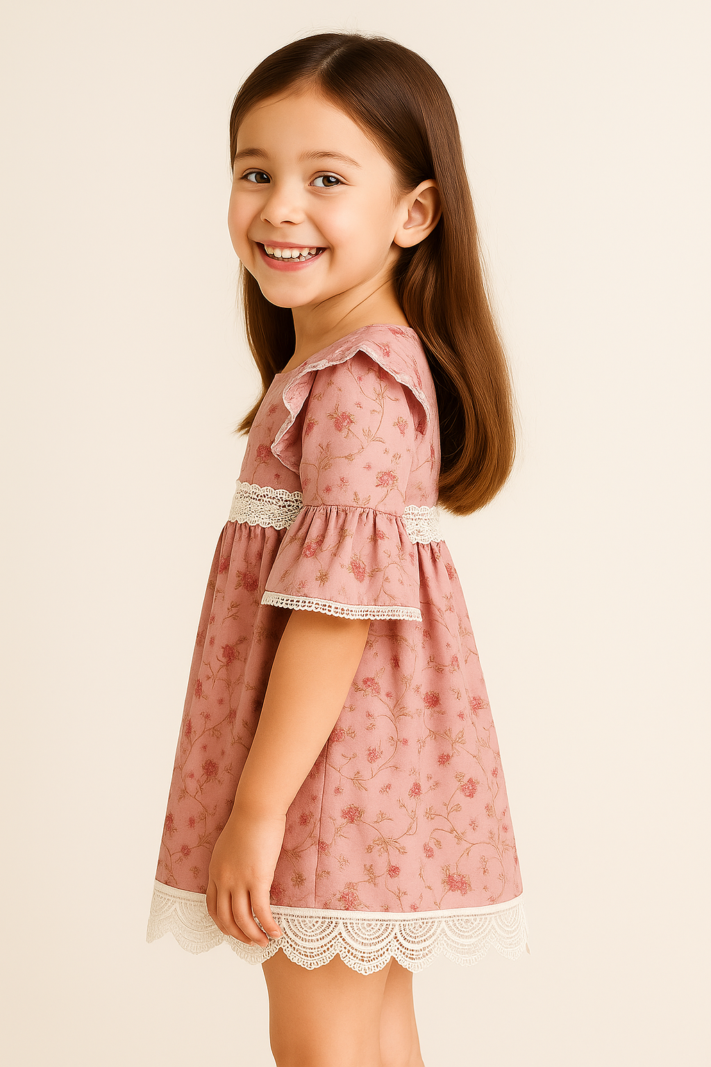Cotton Printed Frock 1021 Pink