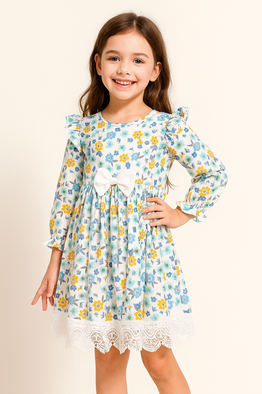 Cotton Printed Frock 1023 White