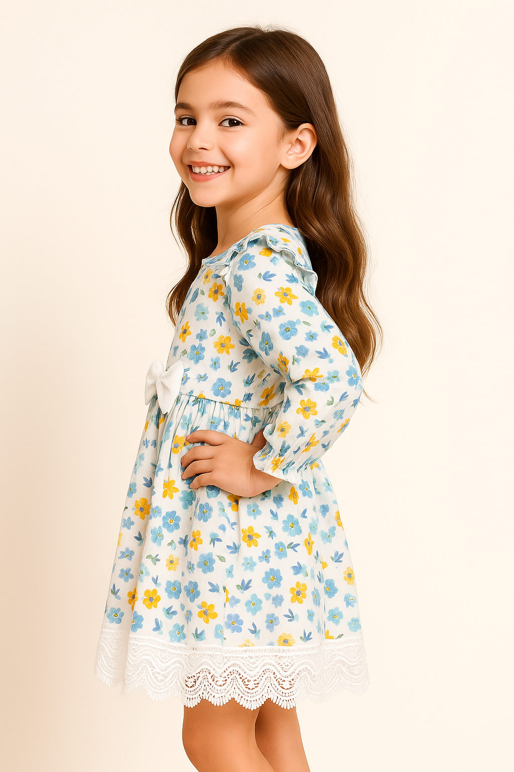Cotton Printed Frock 1023 White