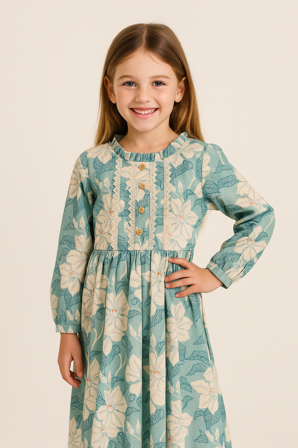 Cotton Printed Frock 1027 Green
