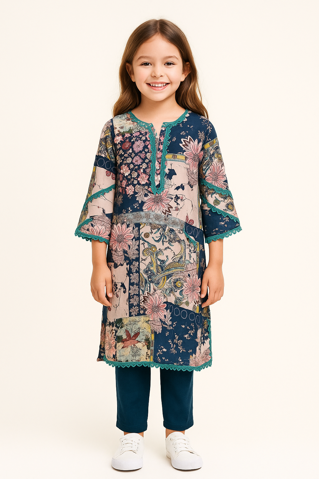 Cotton Printed Kurti set 1065 Blue