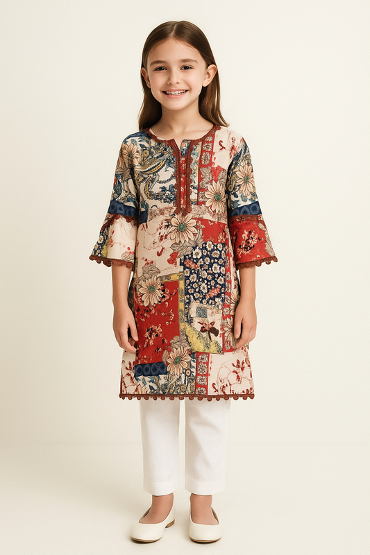 Cotton Printed Kurti set 1066 Red