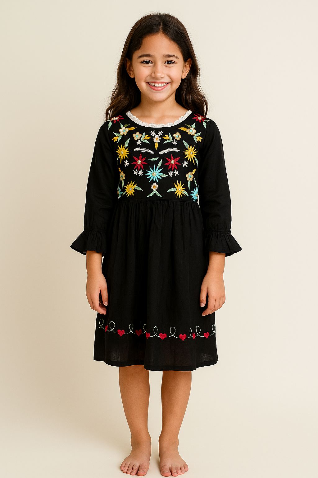 Cotton Embroidery Frock 1039 Black