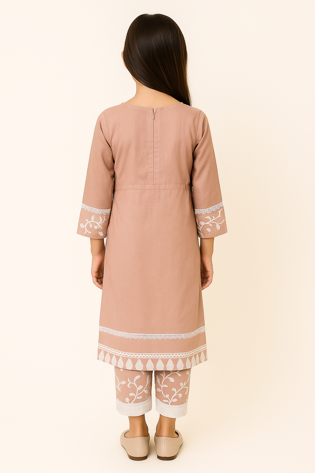 Cotton Embroidery Kurti Set 1069 Rust
