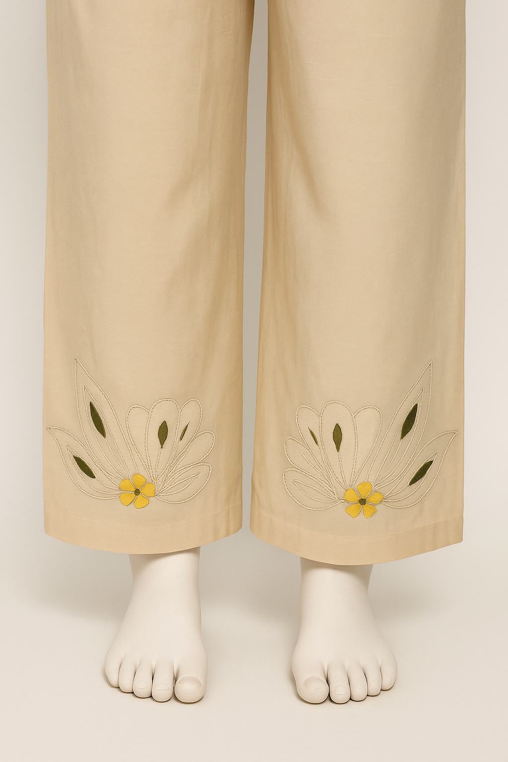 Cotton Embroidery Kurti Set 1075 Beige