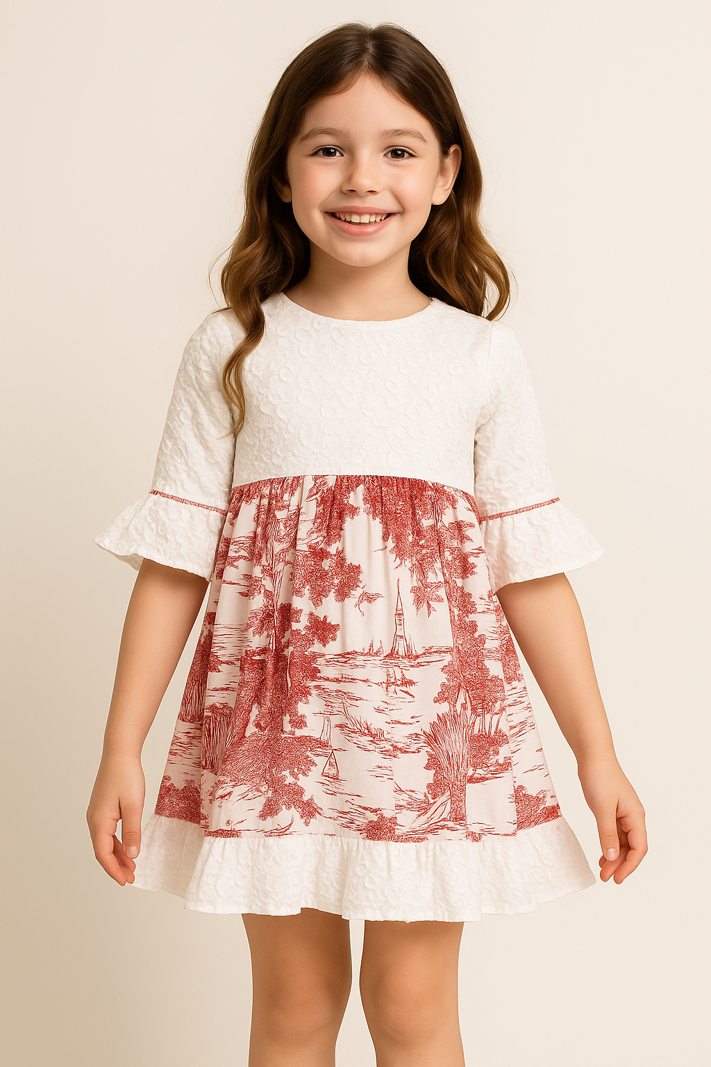 Cotton Embroidery Frock 1050 White And Pink