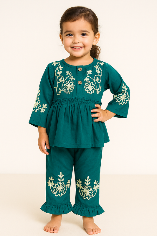 Cotton printed cord set 1006 Green