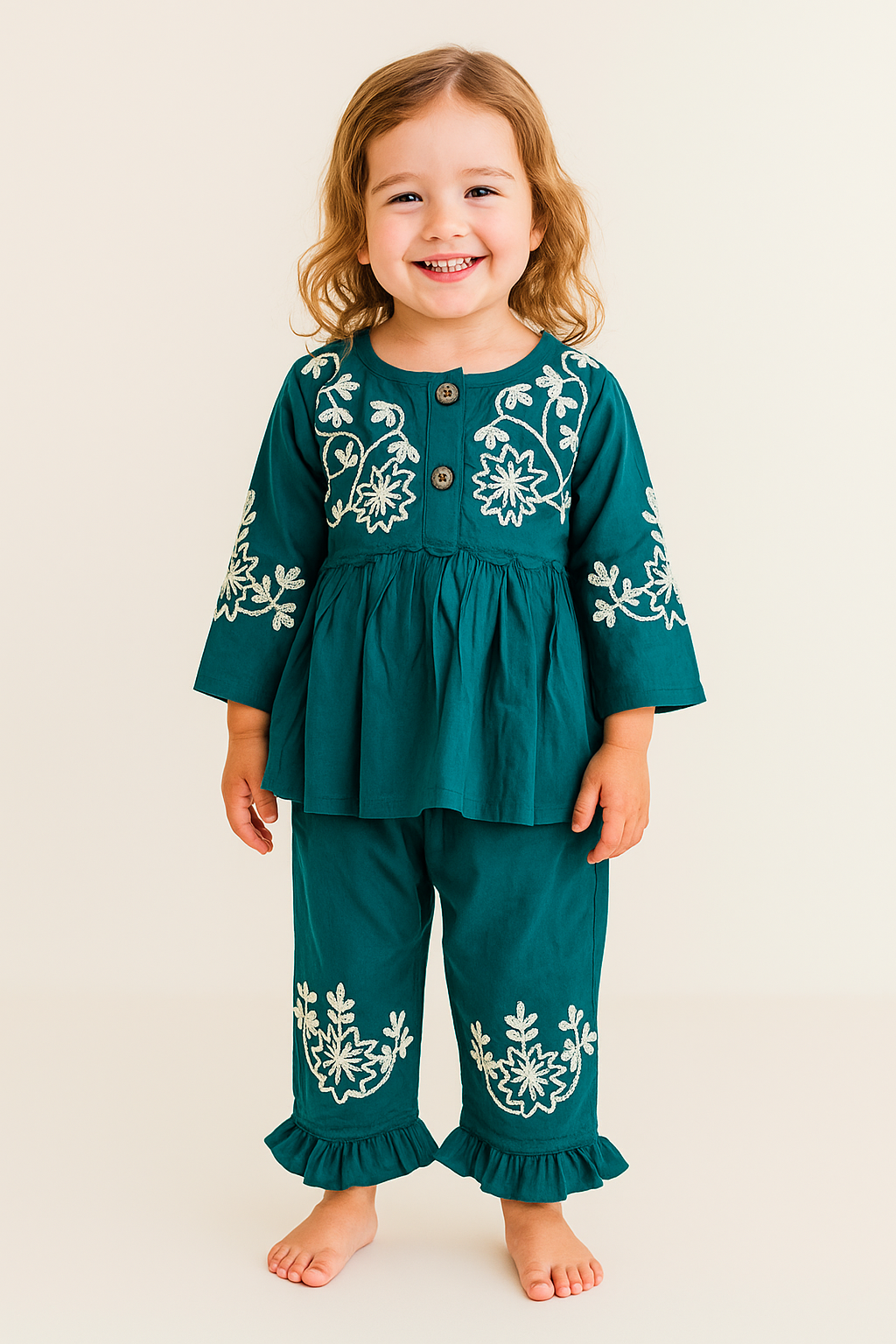 Cotton printed cord set 1006 Green