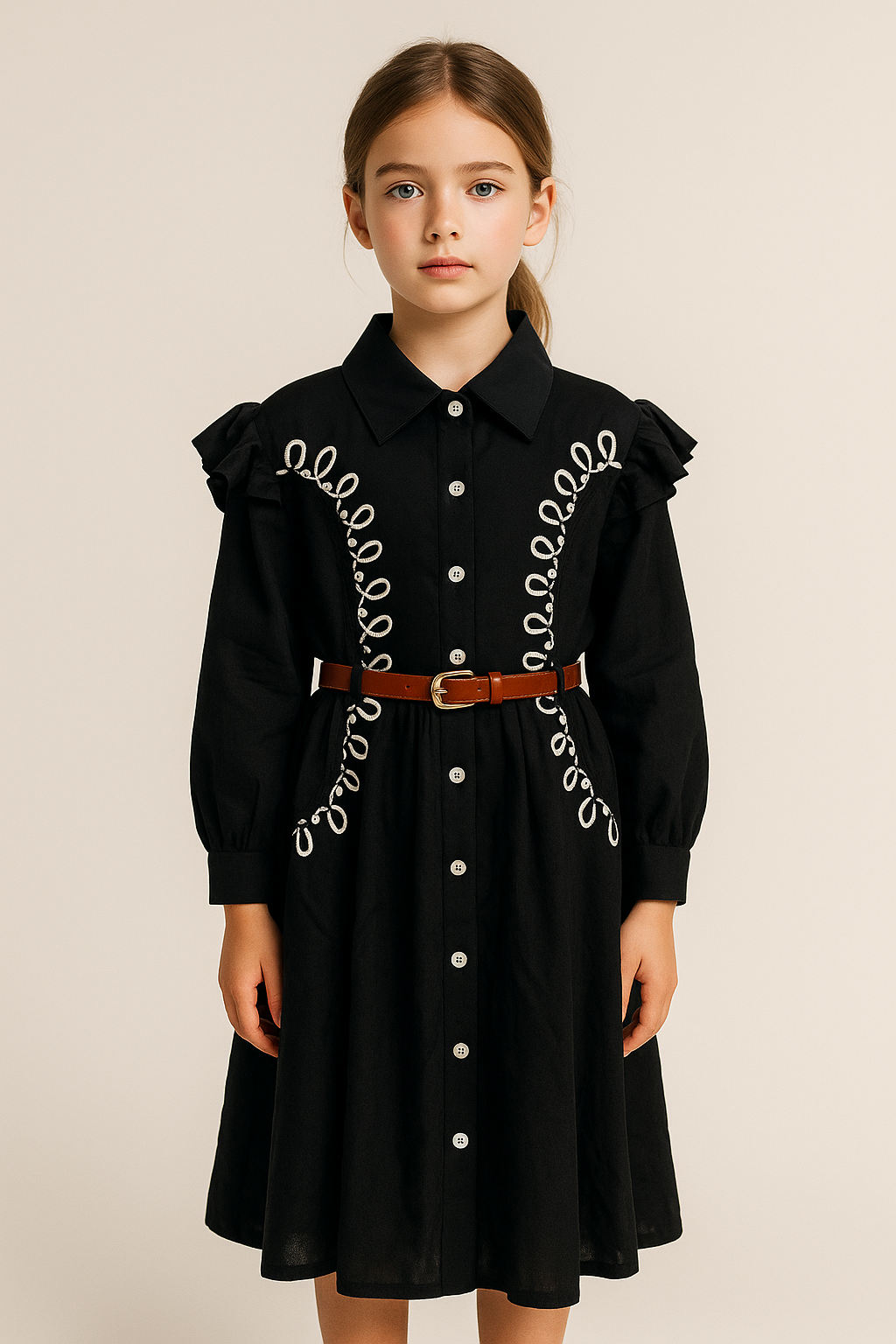 Cotton Embroidery Frock 1058 Black