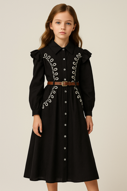 Cotton Embroidery Frock 1058 Black