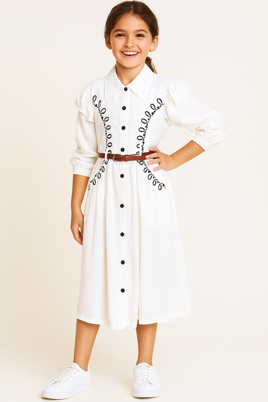 Cotton Embroidery Frock 1059 White