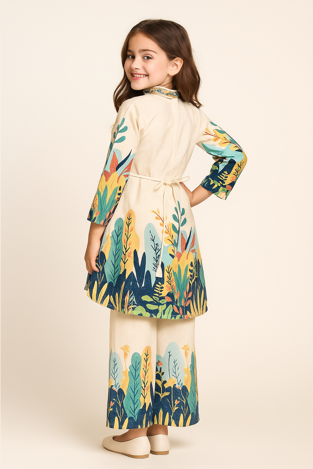 Cotton Printed Plazo Set 1120 Cream
