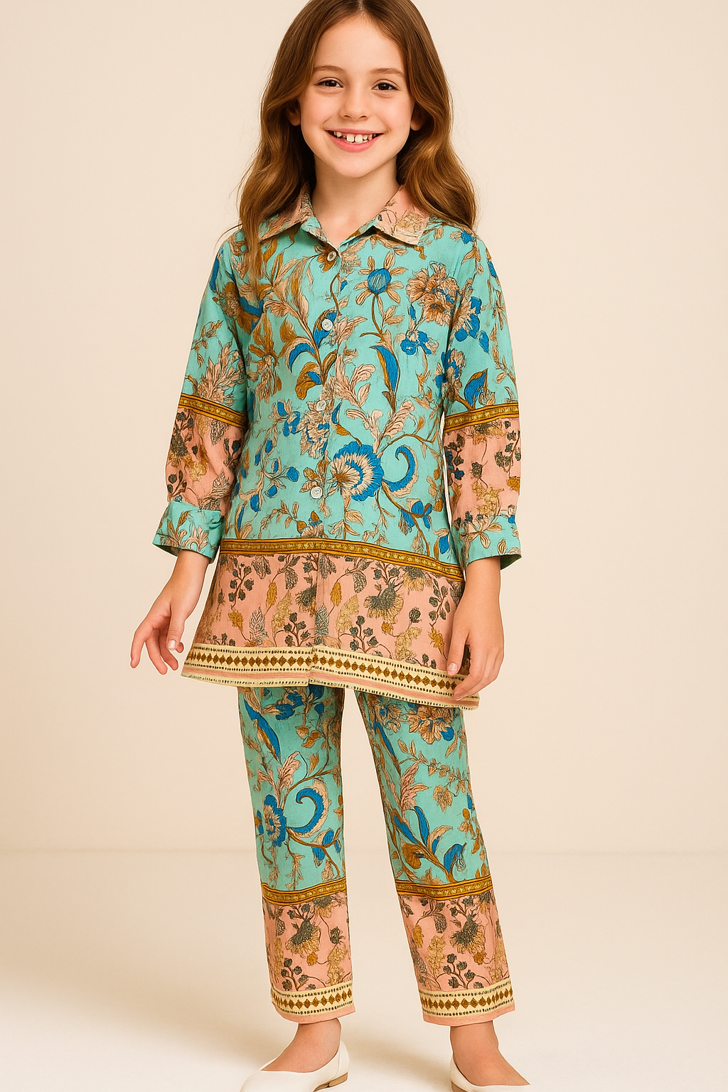 Cotton Printed Cord set 1138 Sky Blue