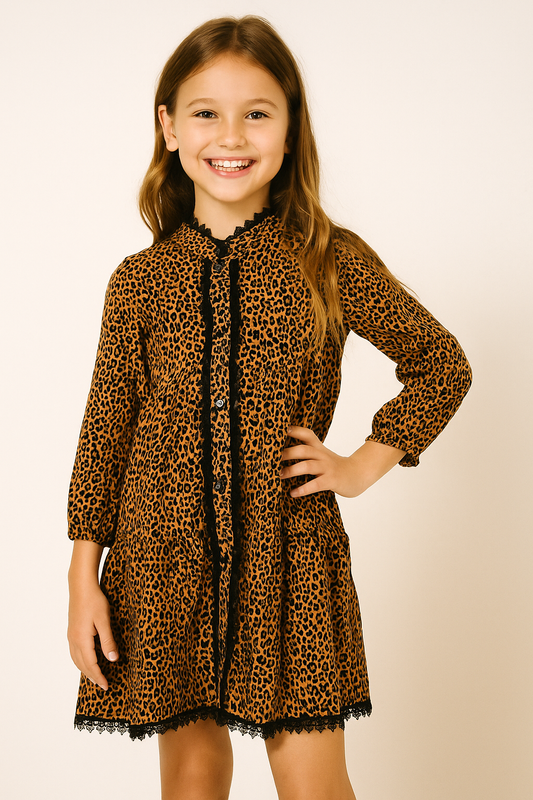 Cotton Cheetah Print Frock 1062