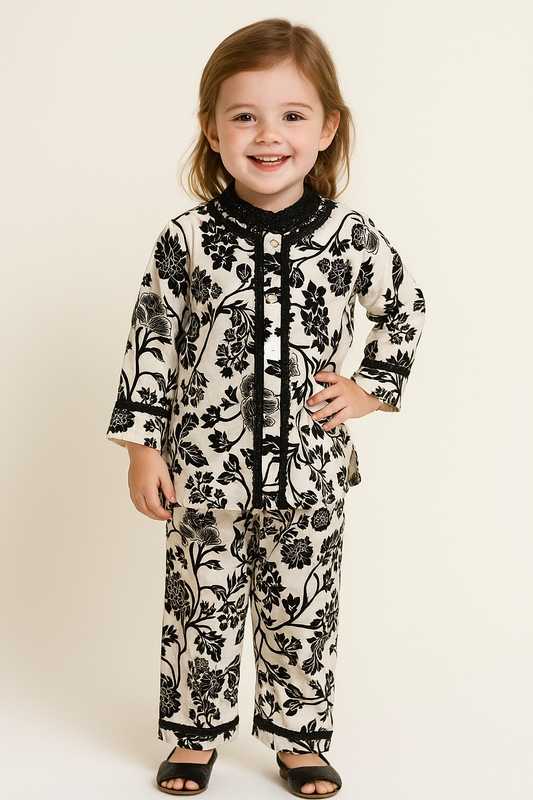 Cotton Printed Cord set 1152 White