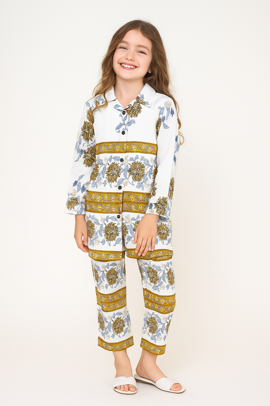 Cotton Printed Cord Set 1164 White