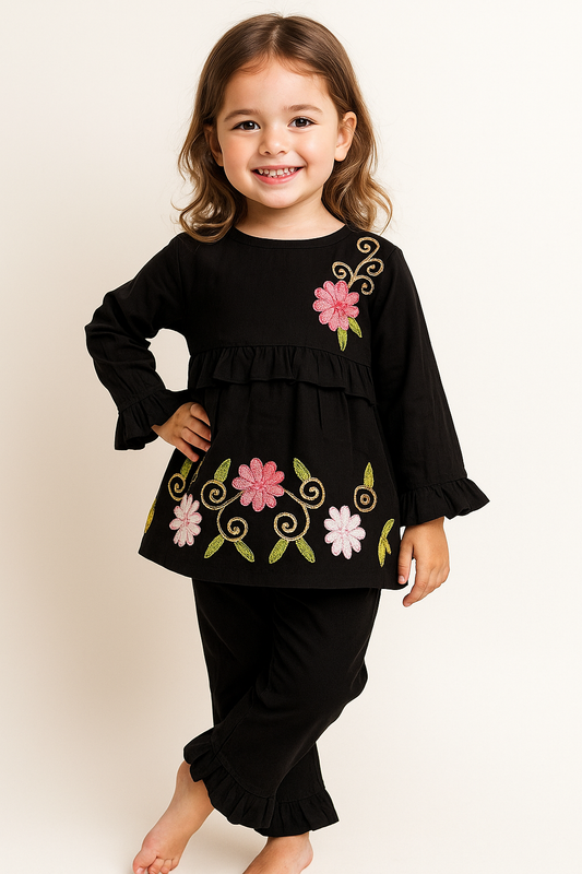 Cotton Embroidery Cord Set 1013 Black