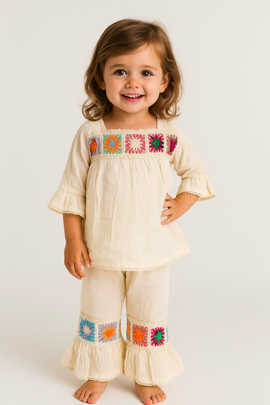 Cotton embroidery Cord Set 1015 Cream