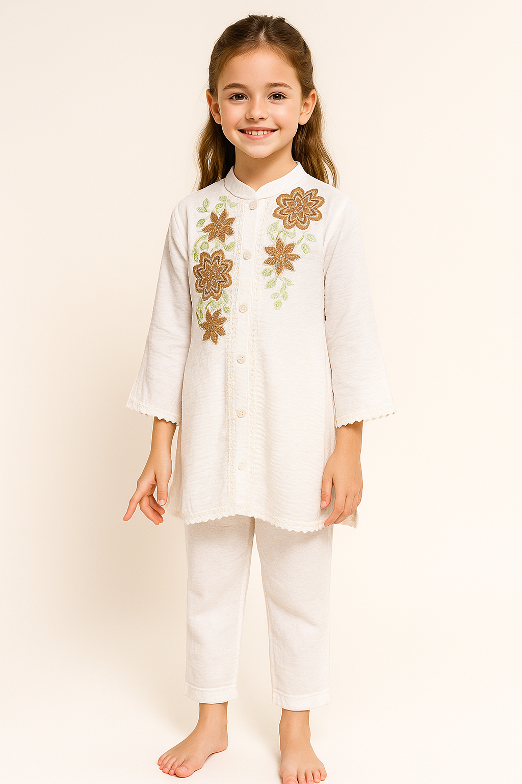 Cotton Embroidery Cord Set 1186 White