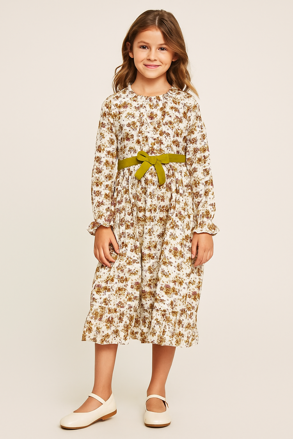 Cotton Printed Frock 1090 Mustard