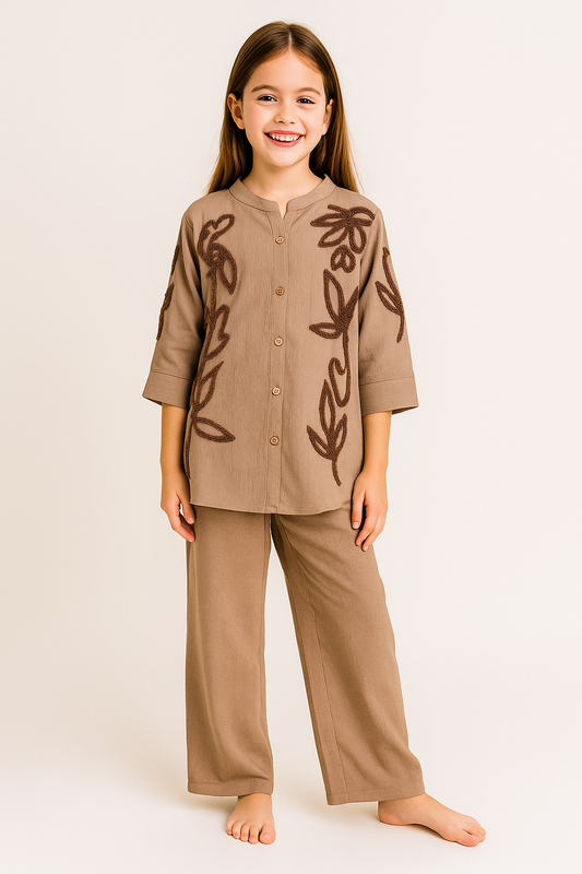 Cotton embroidery Cord Set 1200 Beige