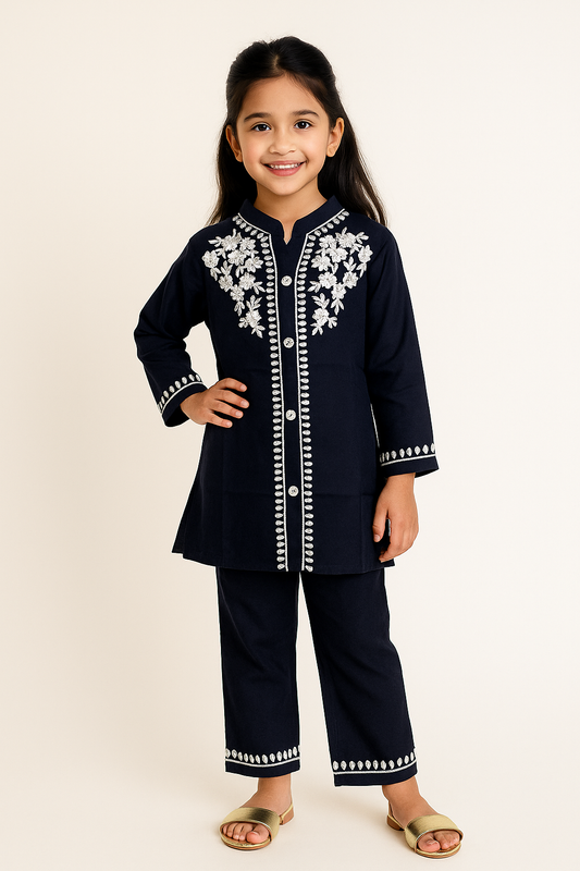 Cotton Embroidery Cord Set 1206 Navy Blue