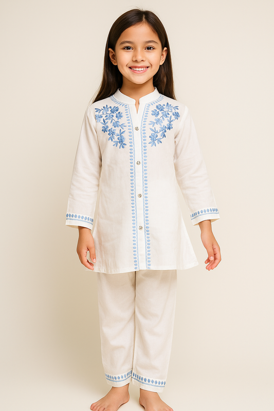 Cotton Embroidery Cord Set 1208 White