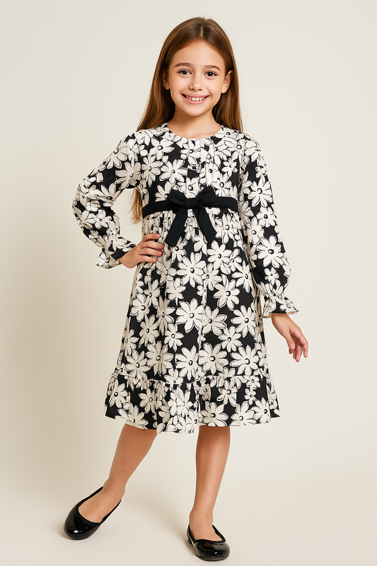 Cotton Printed Frock 1094 White