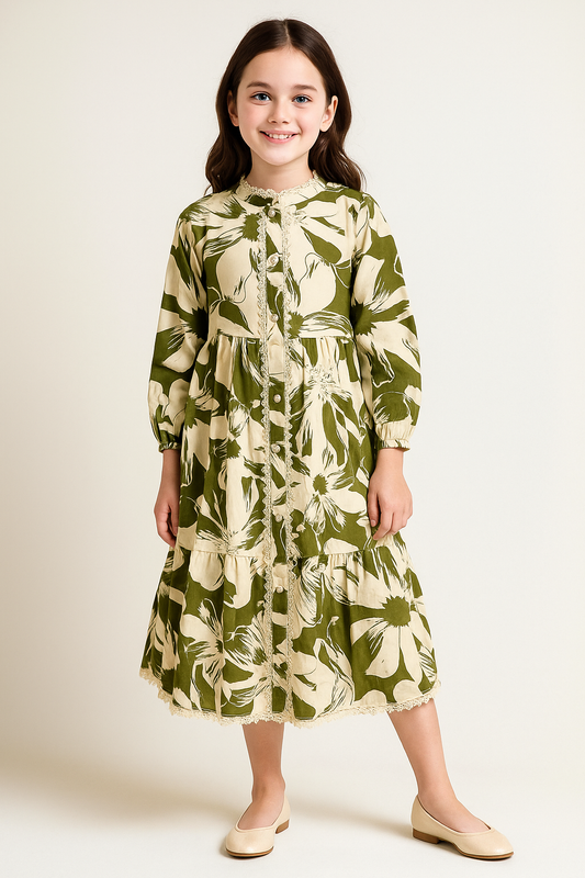 Cotton Printed Frock 1096 green
