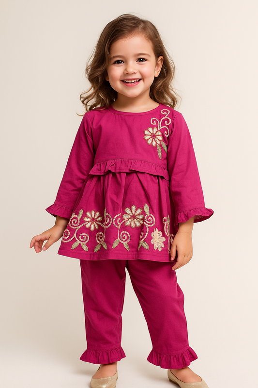 Cotton Embroidery Cord Set 1018 Pink