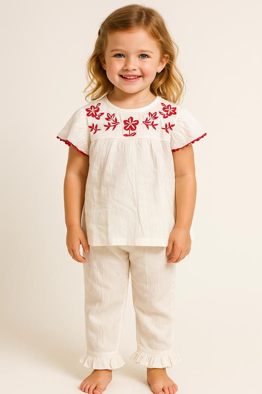 Cotton Embroidery Cord Set 1019 White